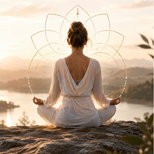 Mujer meditando en equilibrio espiritual